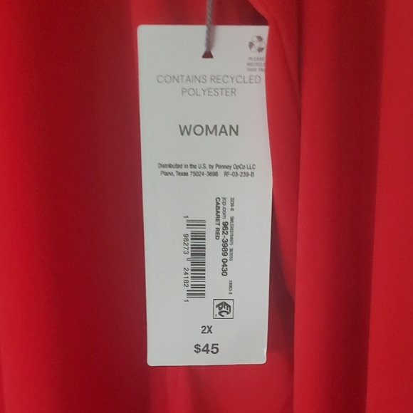 Liz Claiborne Red Mandarin Collar Relaxed Blouse - Picture 6 of 6